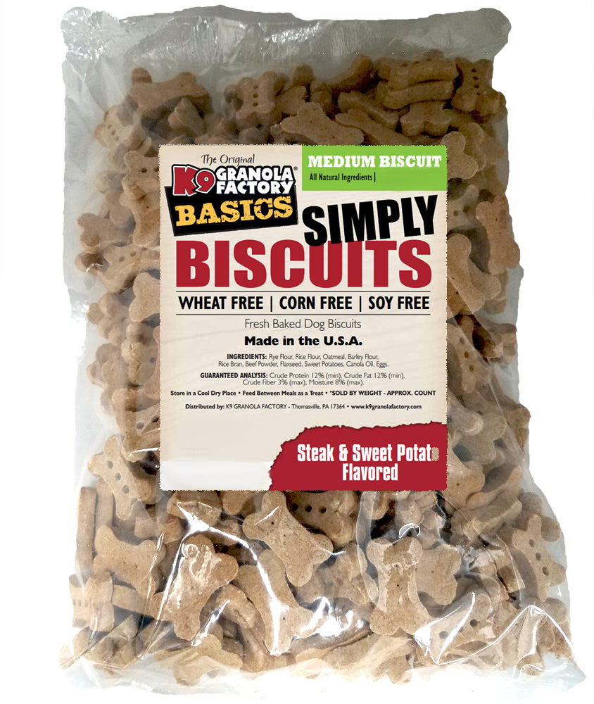 K9 Granola Factory Simply Biscuits Steak & Sweet Potato Dog Treats, Medium