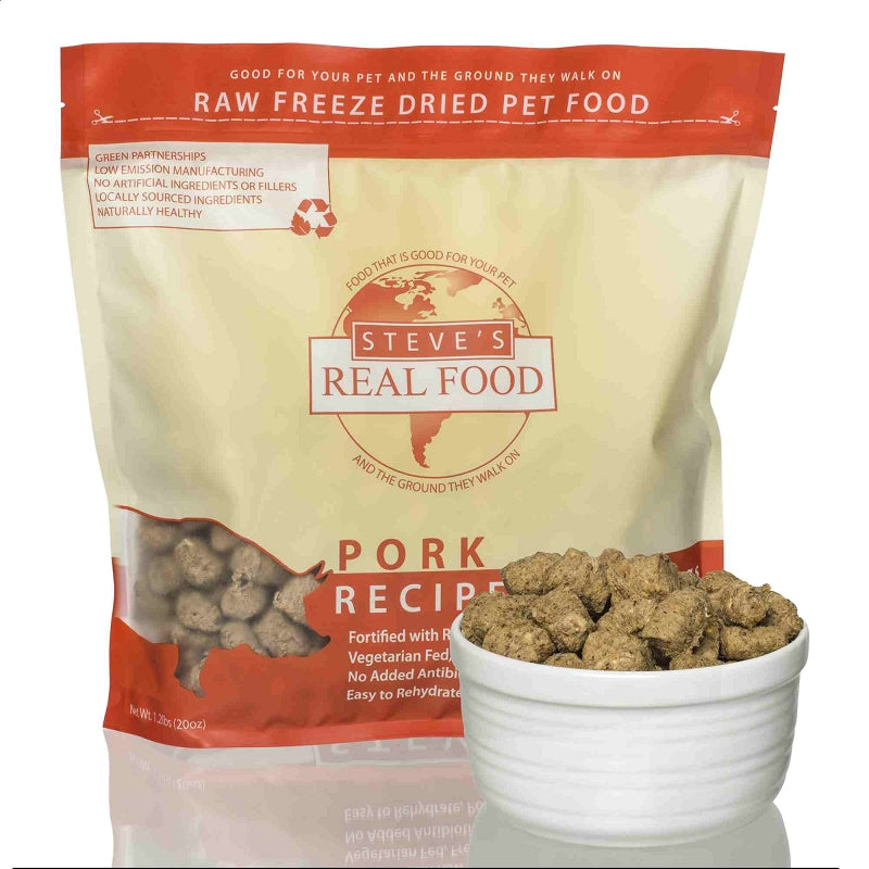 Steve's Real Food Pork Nuggets Freeze Dried Food For Dogs & Cats, 1.25lb