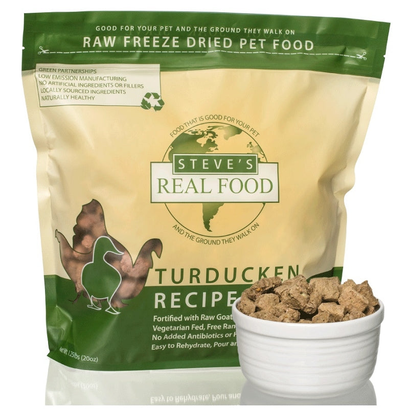 Steve's Real Food Turducken Freeze Dried Food For Dogs & Cats, 1.25lb