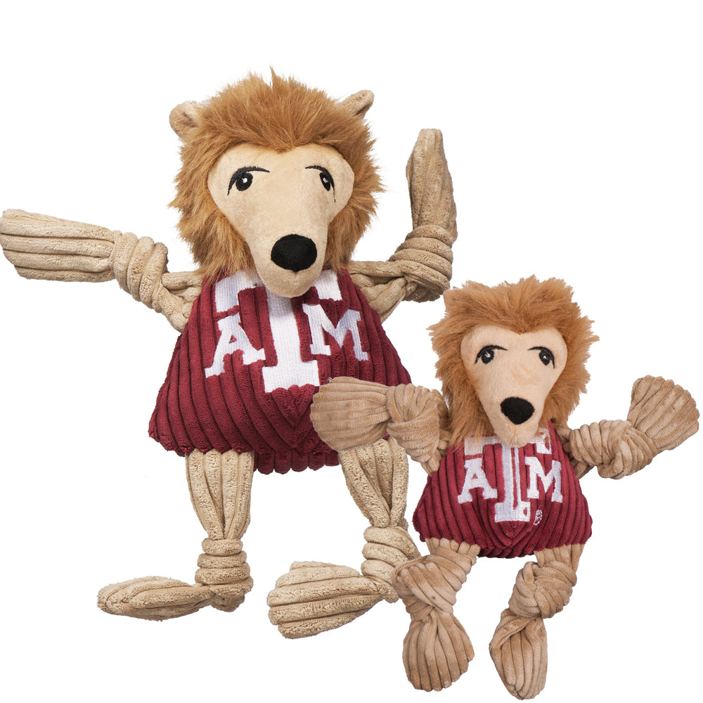 HuggleHounds Knottie Officially Licensed College Mascot Durable Squeaky Plush Dog Toy, Texas A&M Aggies