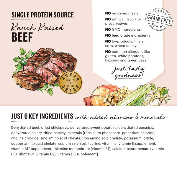 The Honest Kitchen Grain Free Limited Ingredient Beef Recipe Dehydrated Dog Food