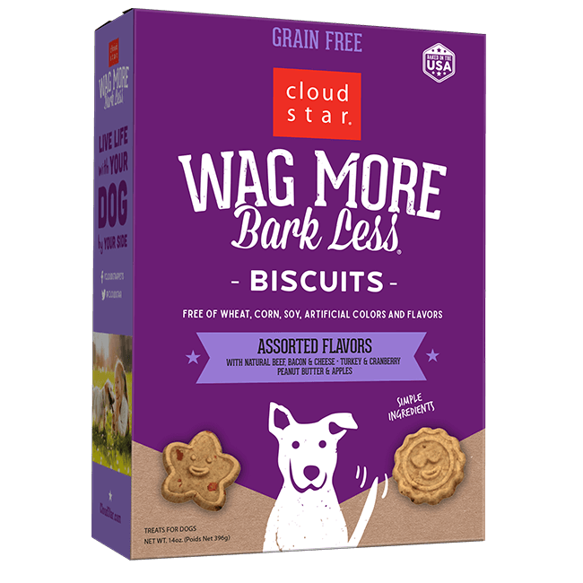 Cloud Star Wag More Bark Less Grain Free Oven Baked Dog Treats, Assorted Flavors 14oz