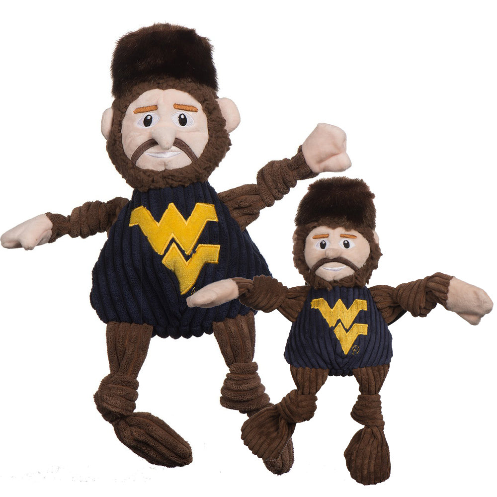 HuggleHounds Knottie Officially Licensed College Mascot Durable Squeaky Plush Dog Toy, West Virginia Mountaineers