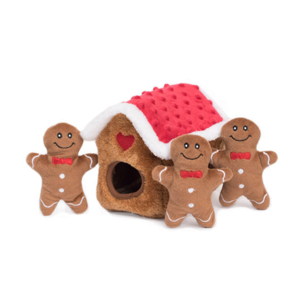 Zippy Paws Holiday Zippy Burrow Dog Toy, Gingerbread House