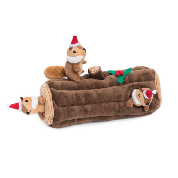 Zippy Paws Holiday Zippy Burrow Dog Toy, Yule Log