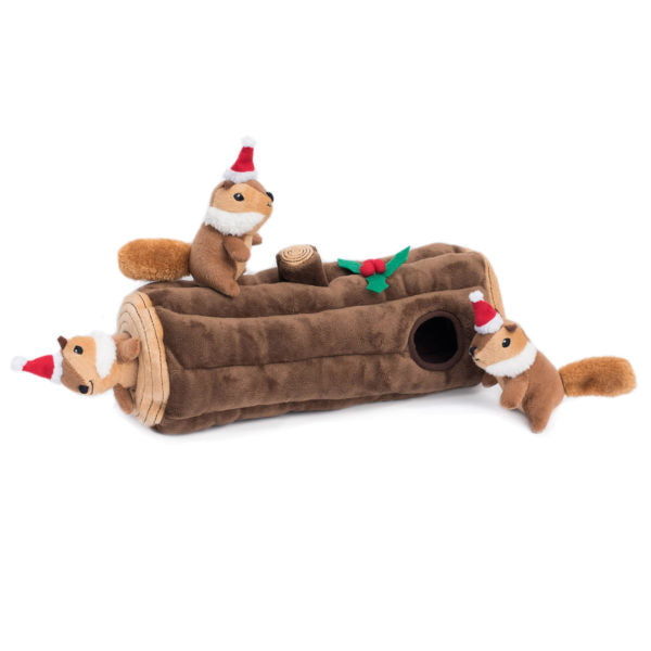 Zippy Paws Holiday Zippy Burrow Dog Toy, Yule Log